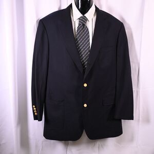 Brooks Brothers Brooksease Mens 46L Navy Gold Button Loro Piana Sports Coat